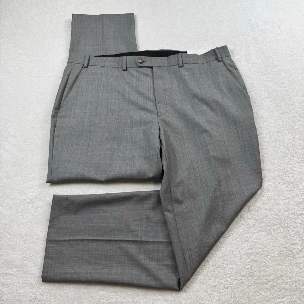 Lauren Ralph Lauren Edgewood Dress Pants Mens 40X30 Grey Ultra Flex Wool Blended